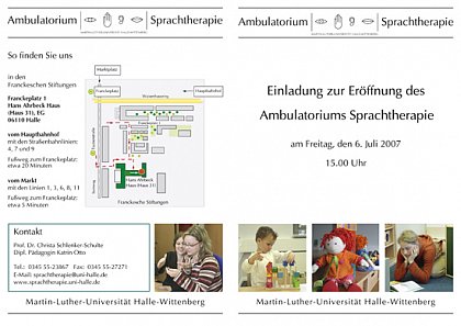 Einladung zur Eröffnung des Ambulatoriums Sprachtherapie